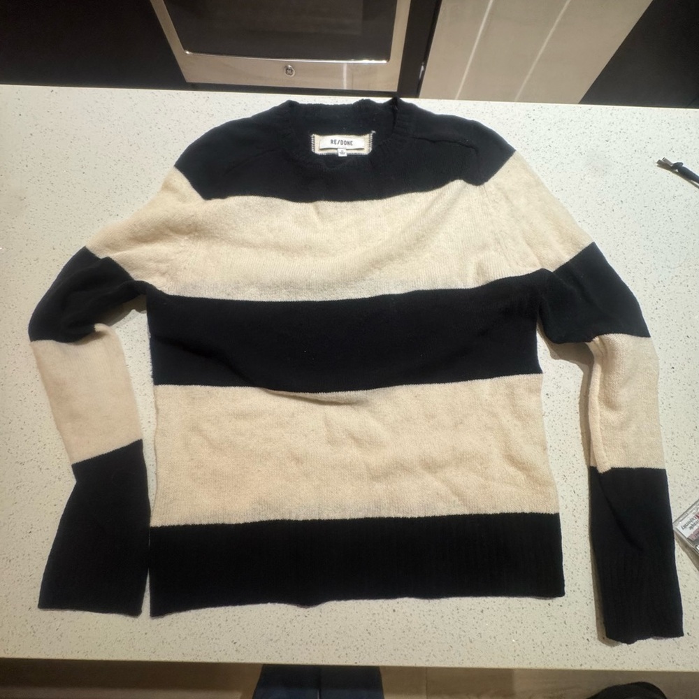 Re/Done Black and white Striped Sweater